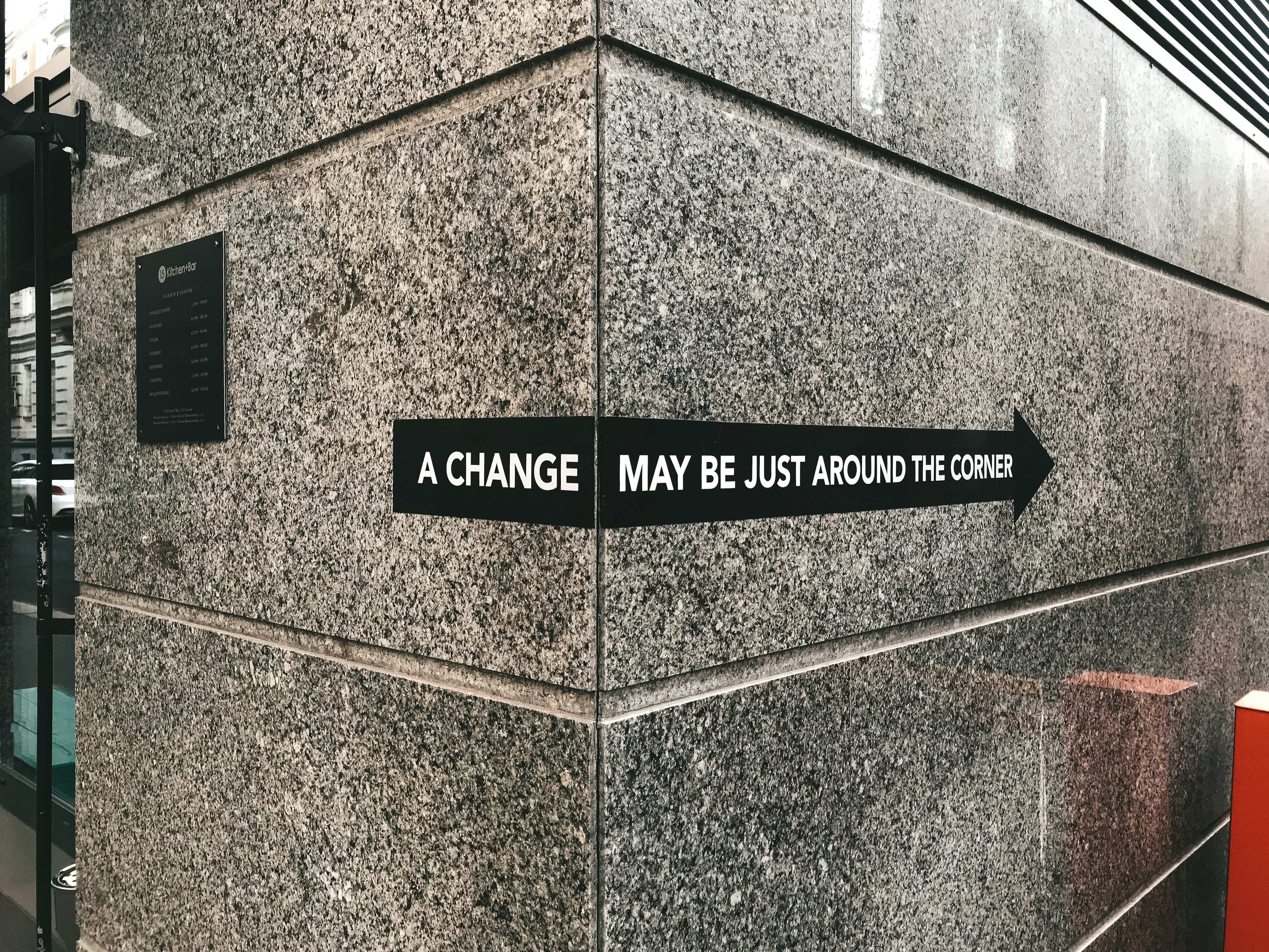a corner of wall with the words A change may be around the corner printed on an arrow. 

Nonprofit advocacy