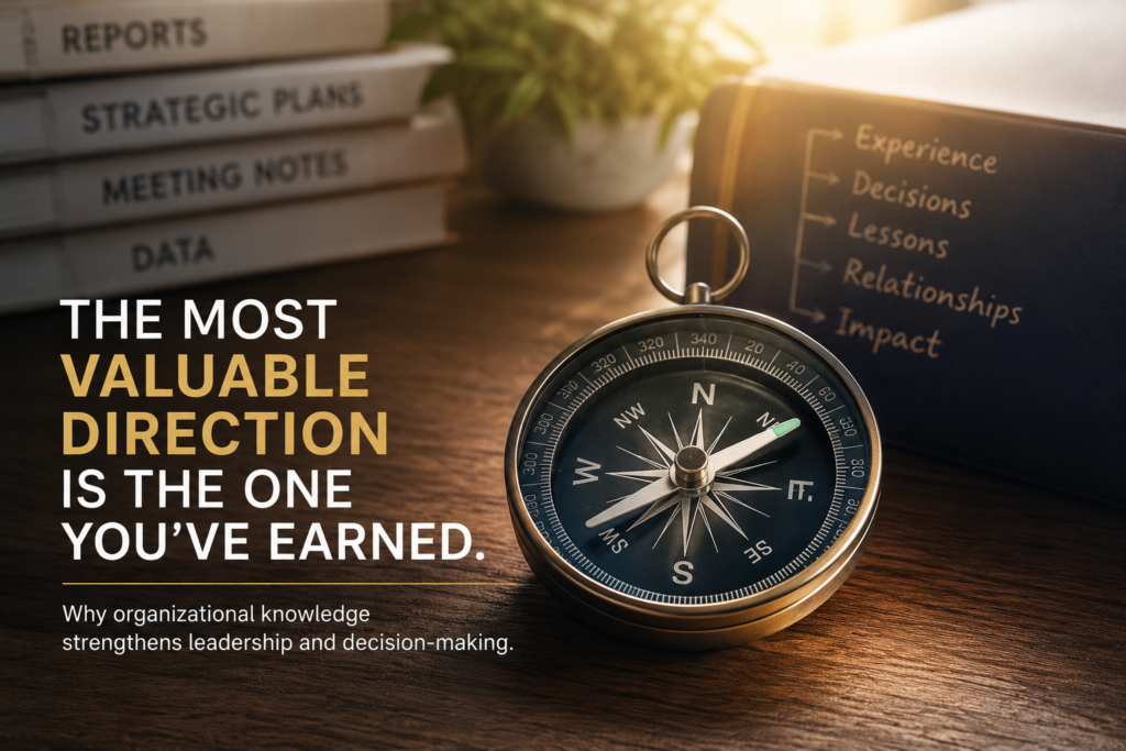 How Organizations Lose Their Most Valuable Knowledge
the most valuable direction is the one you've earned. 

compass on a wood desk, stacks of reports behind it. 