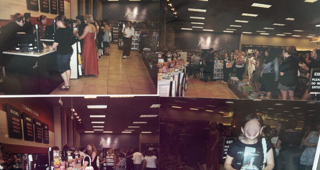 Old photos of midnight release parties at Borders Books and Music.